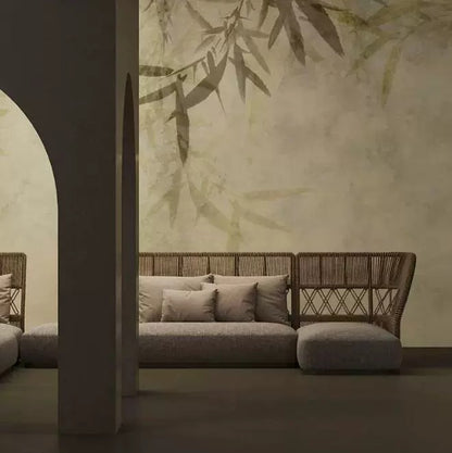 custom-wallpaper-mural-retro-abstract-bamboo-leaves