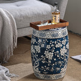 Chinese-style-blue and-white-porcelain-Ceramics-Stool-Side-Table-entryway-stool-home-decor-drum-stool