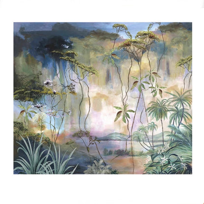 Custom Watercolor Botanical Scenery Wallpaper Mural – Large-Scale Artistic Feature Wall for Living Room, or Bedroom