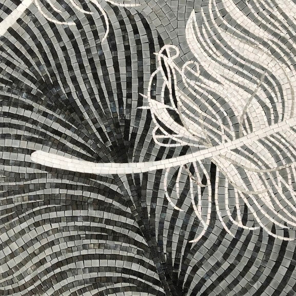 Custom Luxury Glass Mosaic Mural Feather Grey