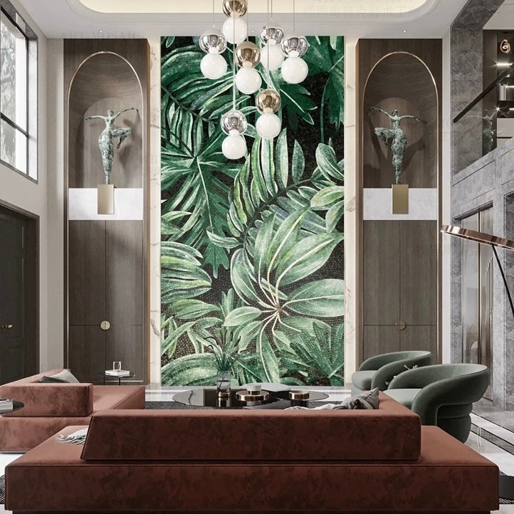 custom-luxury-glass-mosaic-mural-tropical-leaves-and-scenery