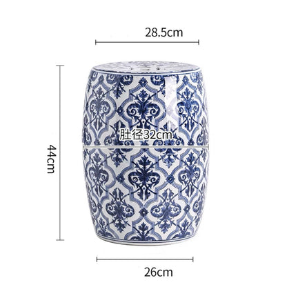 Chinese-style-blue and-white-porcelain-Ceramics-Stool-Side-Table-entryway-stool-home-decor-drum-stool