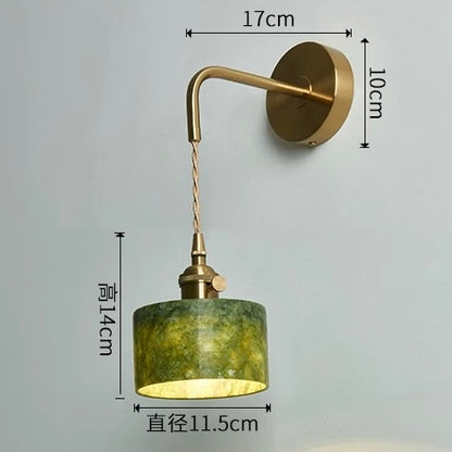 French Retro Pendant Light with Switch – 3-Color Adjustable LED Vintage Chandelier with Jade Shade for Bedroom, Dining Room & Entryway