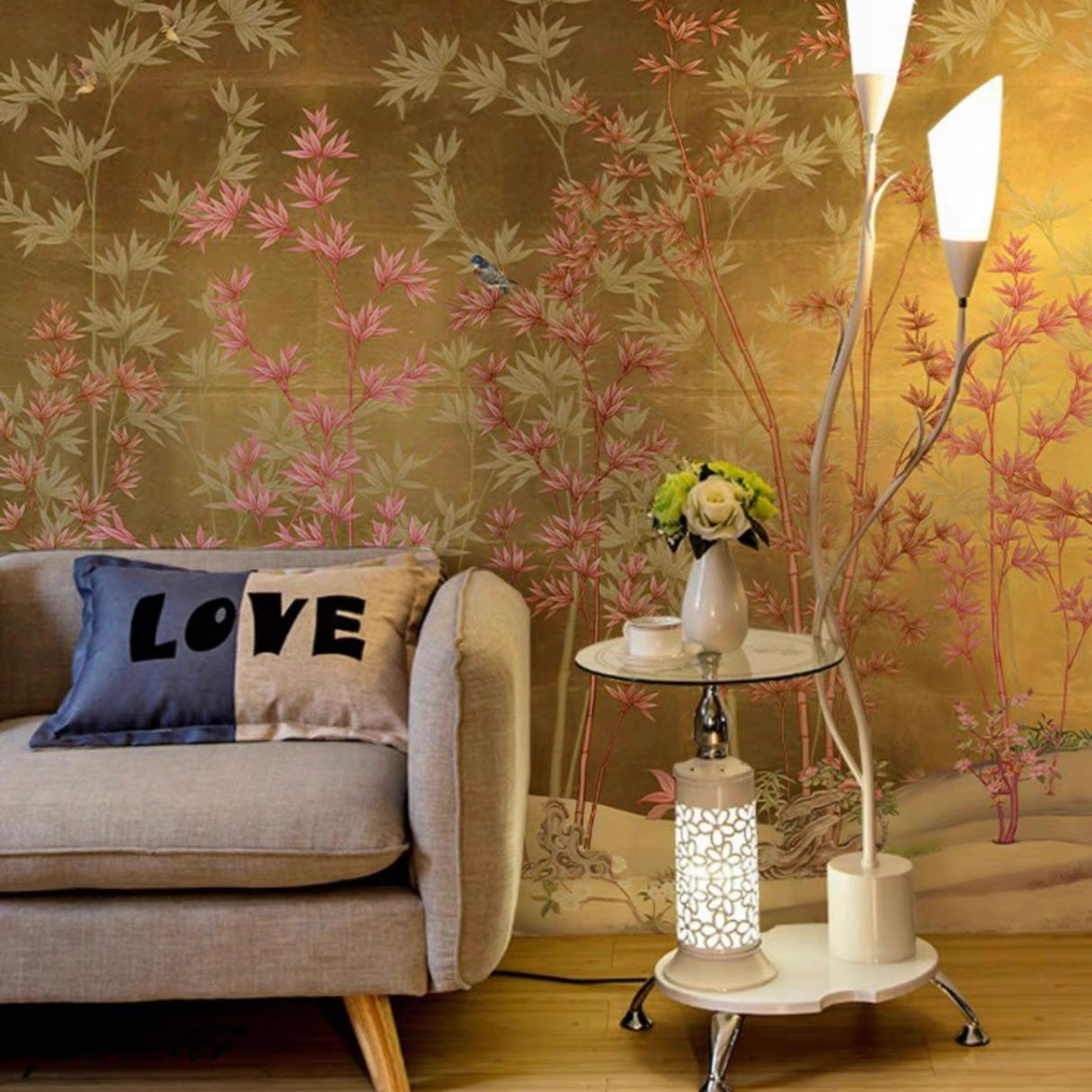 custom-wallpaper-vintage-pastoral-mural-birds-and-flowers