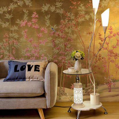 custom-wallpaper-vintage-pastoral-mural-birds-and-flowers
