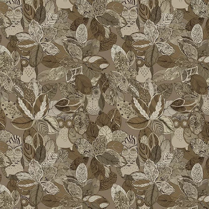 Enchanted Forest Owl & Botanical Wall Mural - Custom Boho Leaf and Nature Wallpaper