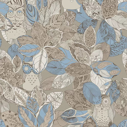 Enchanted Forest Owl & Botanical Wall Mural - Custom Boho Leaf and Nature Wallpaper