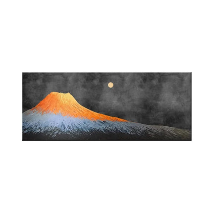Red Fuji Peak Custom Mural – Textured Japanese Wabi-Sabi Wallpaper