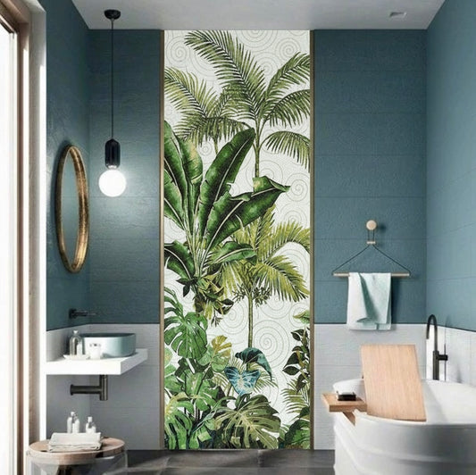 Lush Tropical Paradise Glass Mosaic Mural - Custom Nature Wall Art