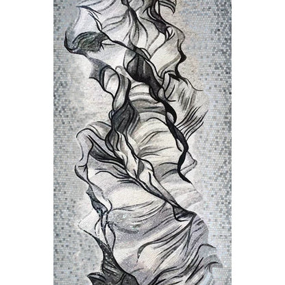 Monochrome Flow Abstract Glass Mosaic Mural - Custom Handcrafted Tile Art for Modern Entryway or Dining Room