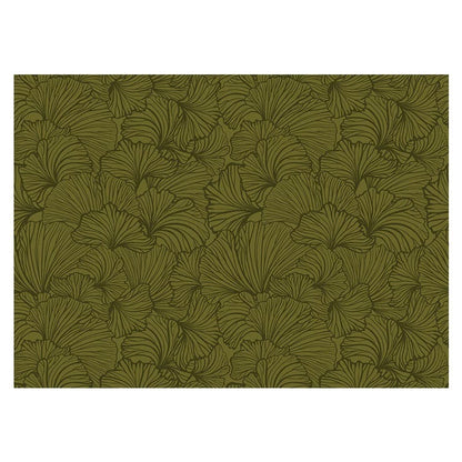 Moody Olive Green Botanical Silhouette Mural - Non-Pasted Textile Texture