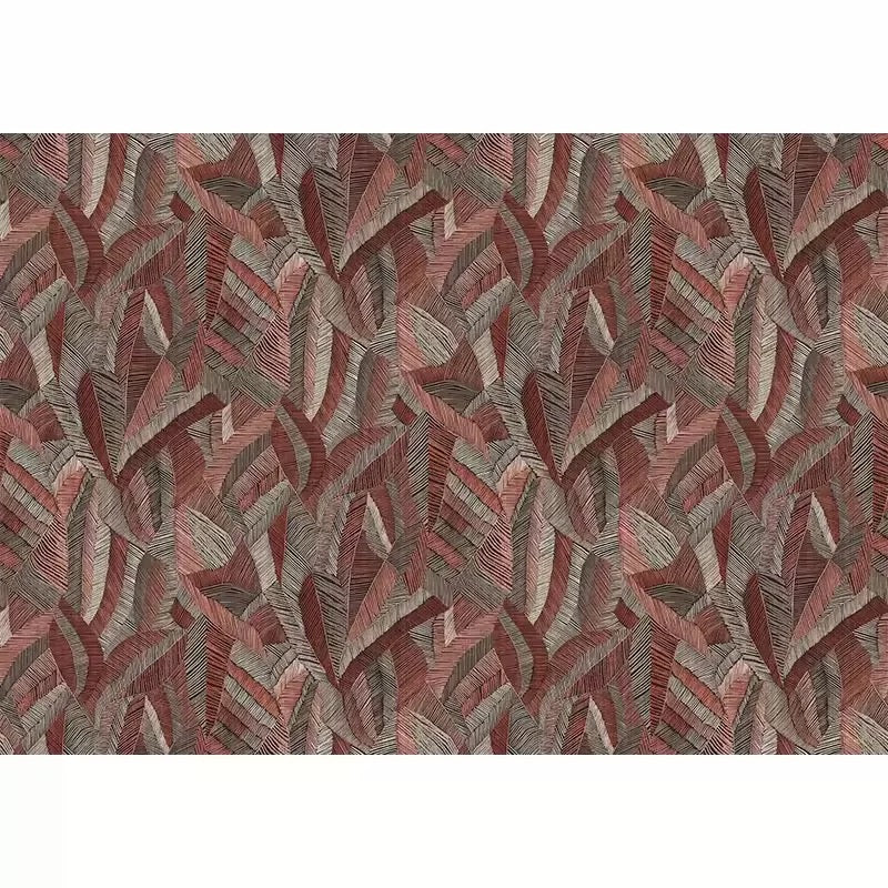 leaf pattern wallpaper with red and brown colors on a white background