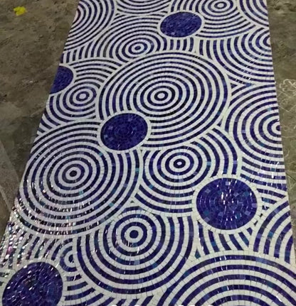 Monochromatic Ripple Effect Glass Mosaic Mural: Modern Abstract Statement Wall