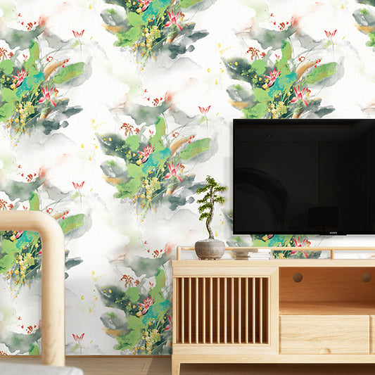 chinoiserie-wallpaper-chinese-style-lotus-floral-wallcovering-5.3-㎡-oriental-decor