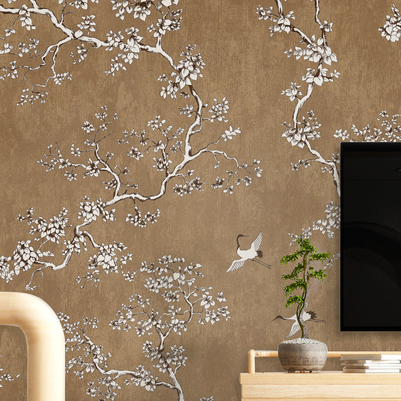 chinoiserie-wallpaper-chinese-style-crane-floral-wallcovering-5.3-㎡-oriental-decor