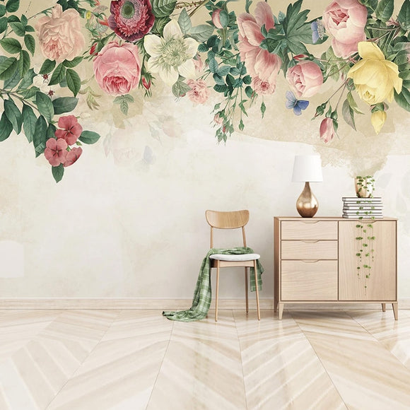 custom-mural-wallpaper-papier-peint-papel-de-parede-wall-decor-ideas-for-bedroom-living-room-dining-room-wallcovering-floral-Rose-Flowers-Painting