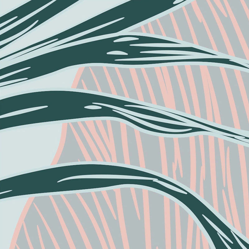 Custom Wallpaper Mural Nordic Style Abstract Tropical Leaves (㎡)