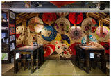 Custom-Size-Wallpaper-Mural-for-Sushi-Restaurant-Colorful-Umbrellas-wallcovering-interior-design