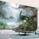 custom-mural-wallpaper-papier-peint-papel-de-parede-wall-decor-ideas-for-bedroom-living-room-dining-room-wallcovering-Beautiful-Peacock-in-Dream-Forest-Home-Decor