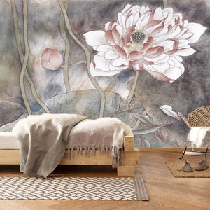 custom-mural-wallpaper-papier-peint-papel-de-parede-wall-decor-ideas-for-bedroom-living-room-dining-room-wallcovering-Vintage-European-style-retro-flamboyant-lotus-and-lotus-leaves