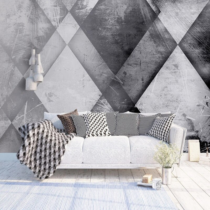 Custom Wallpaper Mural Abstract Gray Black White Geometric | BVM Home