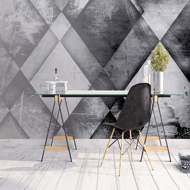 Custom Wallpaper Mural Abstract Gray Black White Geometric | BVM Home