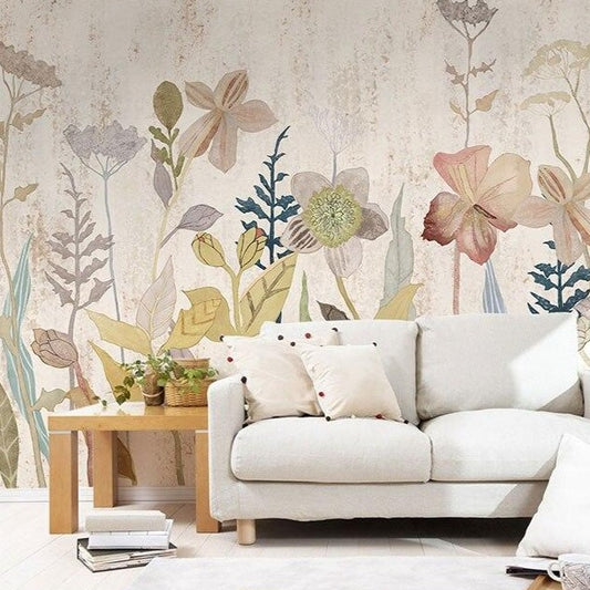 custom-mural-wallpaper-papier-peint-papel-de-parede-wall-decor-ideas-for-bedroom-living-room-dining-room-wallcovering-Countryside-Flower-Mural
