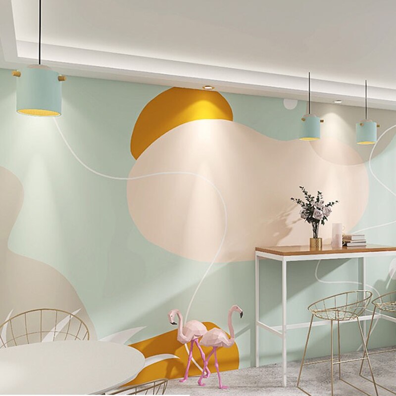 Custom Wallpaper Mural Nordic style Pink Blue Line Drawing | BVM Home