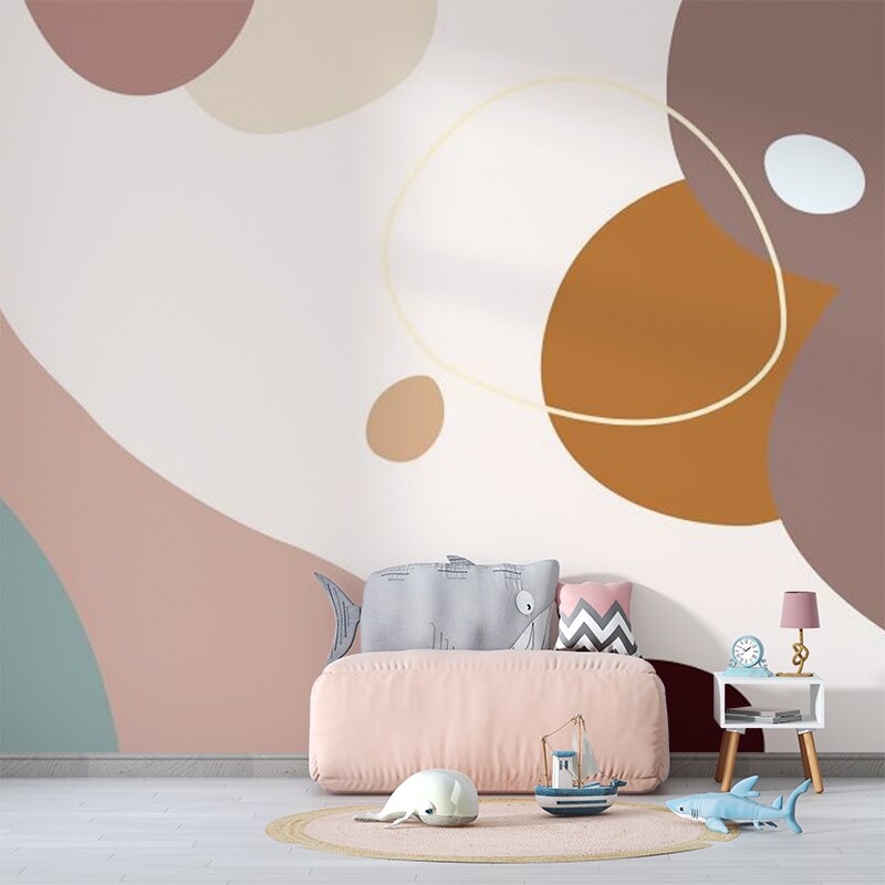 Custom Wallpaper Mural Nordic style Pink Blue Line Drawing | BVM Home