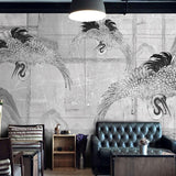 custom-mural-wallpaper-papier-peint-papel-de-parede-wall-decor-ideas-for-bedroom-living-room-dining-room-wallcovering-cranes-black-and-white