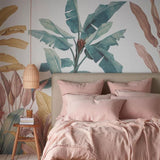 custom-mural-wallpaper-papier-peint-papel-de-parede-wall-decor-ideas-for-bedroom-living-room-dining-room-wallcovering-Hand-Painted-Tropical-Plant-Flower-Banana-Leaf-Abstract-Art-Wall