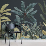 custom-mural-wallpaper-papier-peint-papel-de-parede-wall-decor-ideas-for-bedroom-living-room-dining-room-wallcovering-Dark-Blue-Green-Tropical-Jungle-Plants-banana-leaf