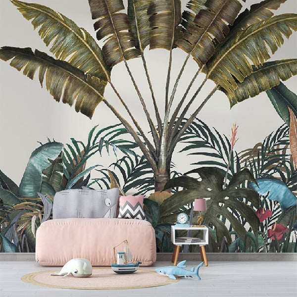 Custom Wallpaper Mural Tropical Plants Jungle Leaves | BVM Home