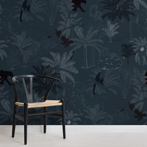 custom-mural-wallpaper-papier-peint-papel-de-parede-wall-decor-ideas-for-bedroom-living-room-dining-room-wallcovering-Navy-Tropical-Palm-Plants-Jungle-World-Animals