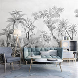 custom-mural-wallpaper-papier-peint-papel-de-parede-wall-decor-ideas-for-wallcovering-Tropical-Rainforest-Plant-Forest-black-and-white