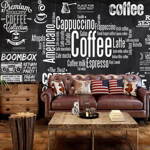 custom-wallpaper-european-chalkboard-newspaper-cafe-retro-tooling-background-wall-black-white-letters-theme-wallpapers-papier-peint