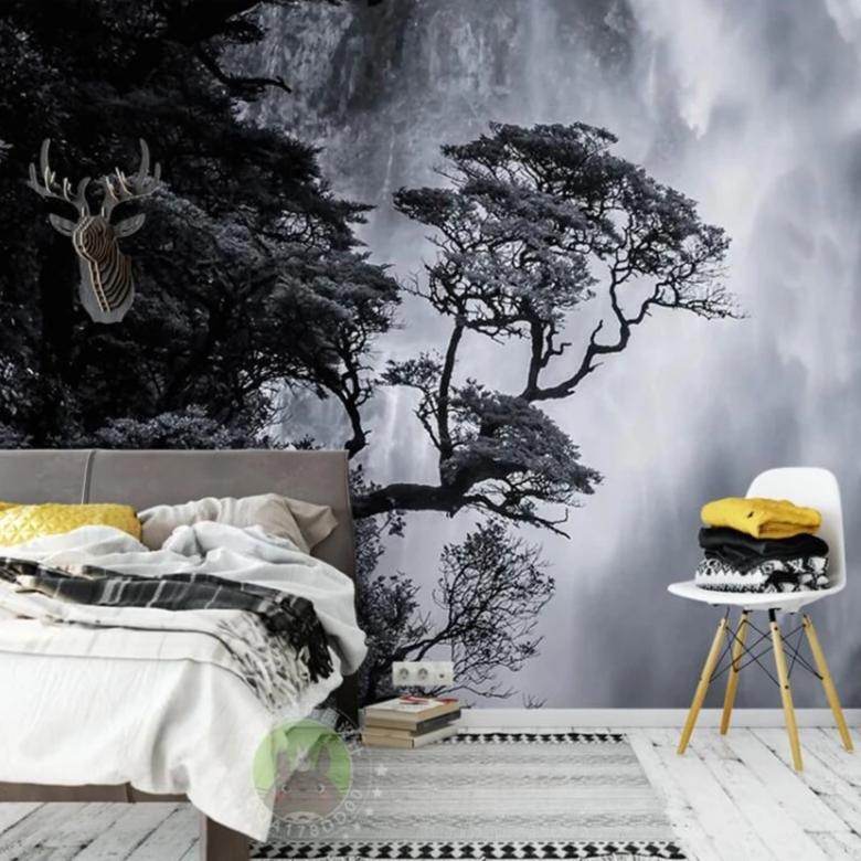 custom-wallpaper-nordic-black-and-white-landscape-waterfall-personalized-creative-home-decoration-murals-wallpaper-papier-peint