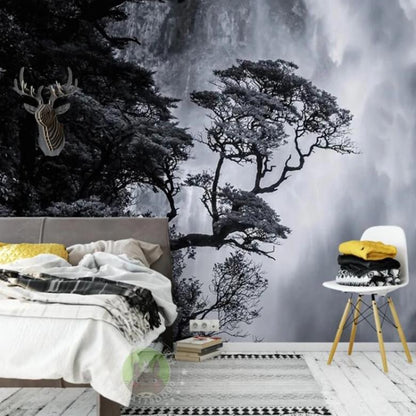 custom-wallpaper-nordic-black-and-white-landscape-waterfall-personalized-creative-home-decoration-murals-wallpaper-papier-peint