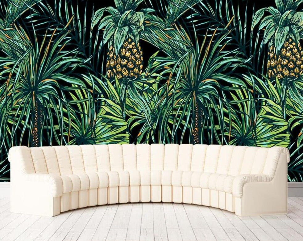 custom-3d-wallpaper-mural-hand-painted-in-southeast-asia-style-pineapple-leaves-photo-mural-3d-wallpaper-papier-peint