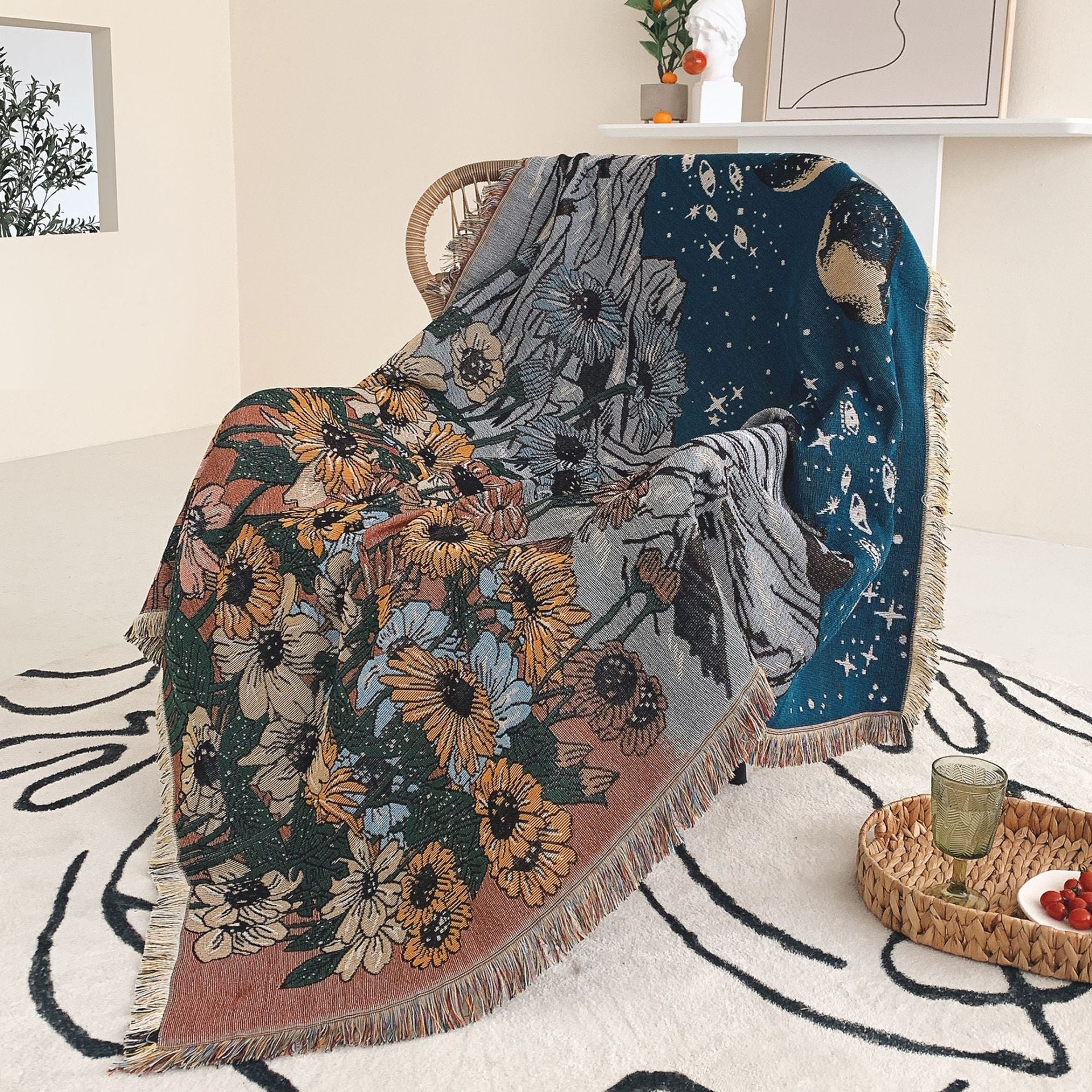 Floral woven shop throw blanket
