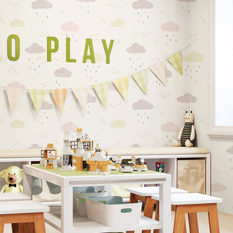 childrens-room-bedroom-wallpaper-boy-princess-room-cartoon-lovely-pink-blue-non-woven-blue-sky-white-cloud-rain-wallpaper-roll-papier-peint