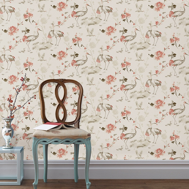 chinese-rustic-birds-flowers-wall-papers-home-decor-crowned-crane-wallpaper-roll-for-living-room-walls-papel-mural-papier-peint