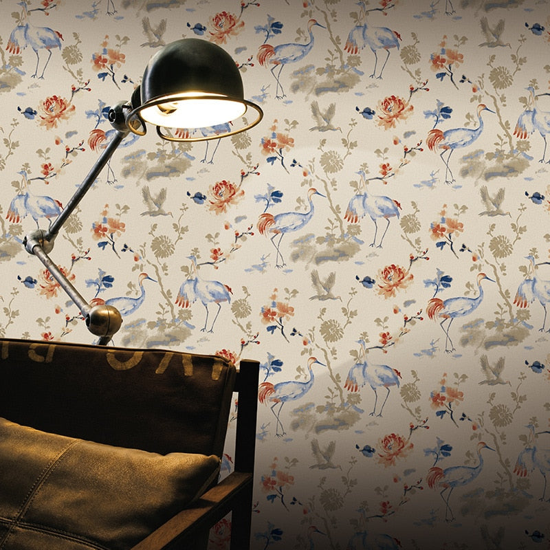 chinese-rustic-birds-flowers-wall-papers-home-decor-crowned-crane-wallpaper-roll-for-living-room-walls-papel-mural-papier-peint