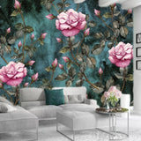 custom-mural-wallpaper-papier-peint-papel-de-parede-wall-decor-ideas-for-bedroom-living-room-dining-room-wallcovering-European-Vintage-Dark-Rose-classic-floral