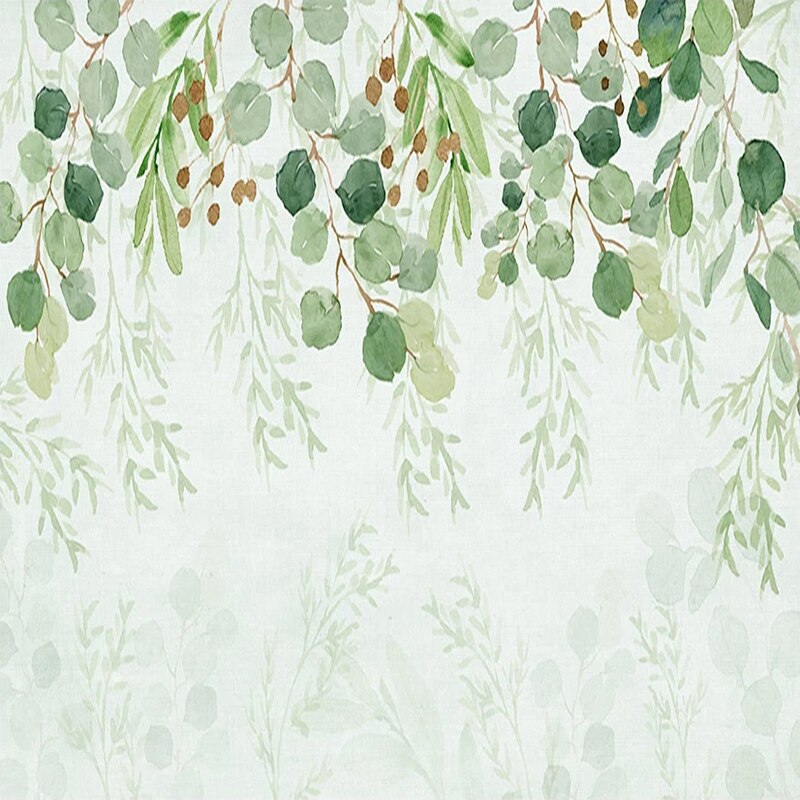 Custom Mural Wallpaper Fresh Green Leaves Wallcovering | BVM Home