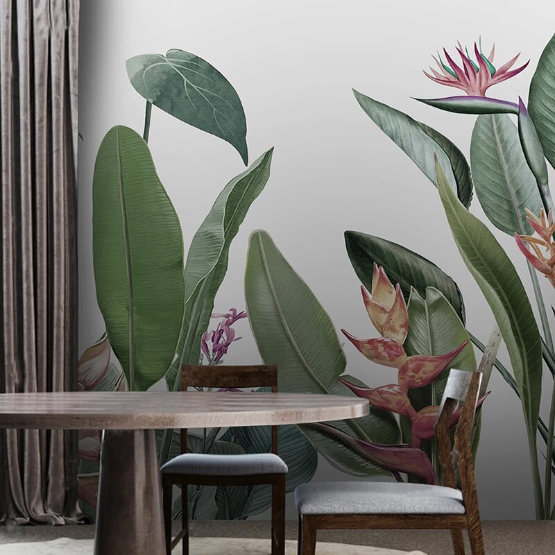 Custom Mural Wallpaper Green Plants Banana Leaf Wall Decor | BVM Home