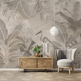 custom-mural-wallpaper-papier-peint-papel-de-parede-wall-decor-ideas-for-bedroom-living-room-dining-room-wallcovering-vintageHand-Painted-Retro-Tropical-Plant-Flowers-crane