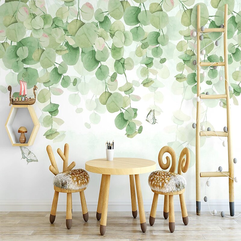 custom-3d-mural-wallpaper-hand-painted-watercolor-green-leaf-wall-painting-living-room-bedroom-home-decoration-papel-de-parede-papier-peint