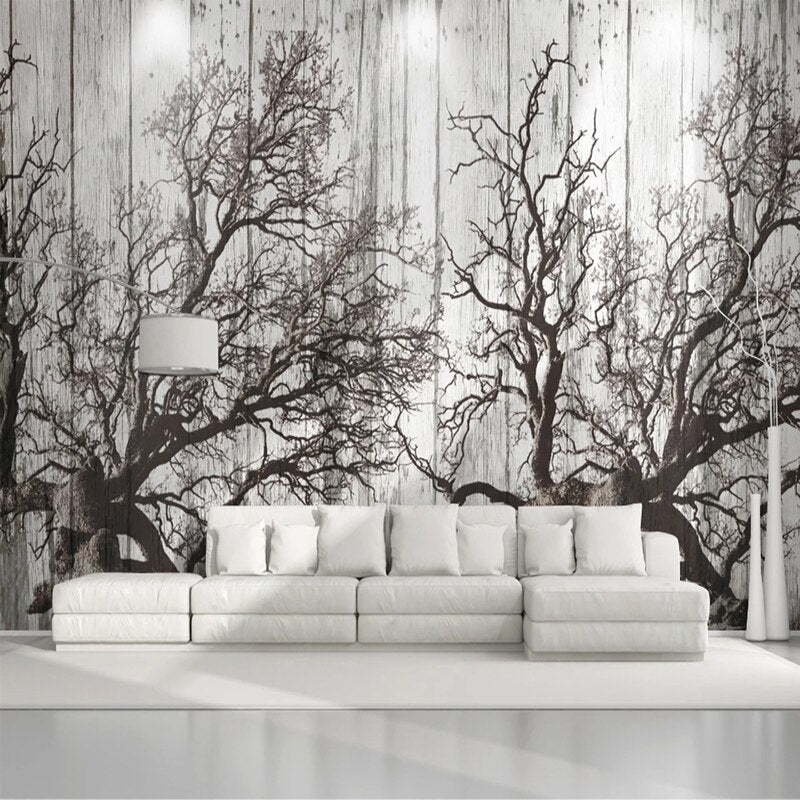 custom-mural-wallpaper-papier-peint-papel-de-parede-wall-decor-ideas-for-bedroom-living-room-dining-room-wallcovering-3D-Retro-Nostalgic-Black-And-White-Woods-Forest