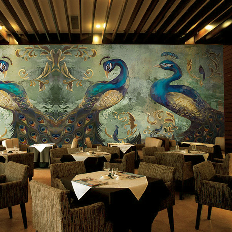 retro-nostalgic-peacock-wallpaper-mural-wallcovering